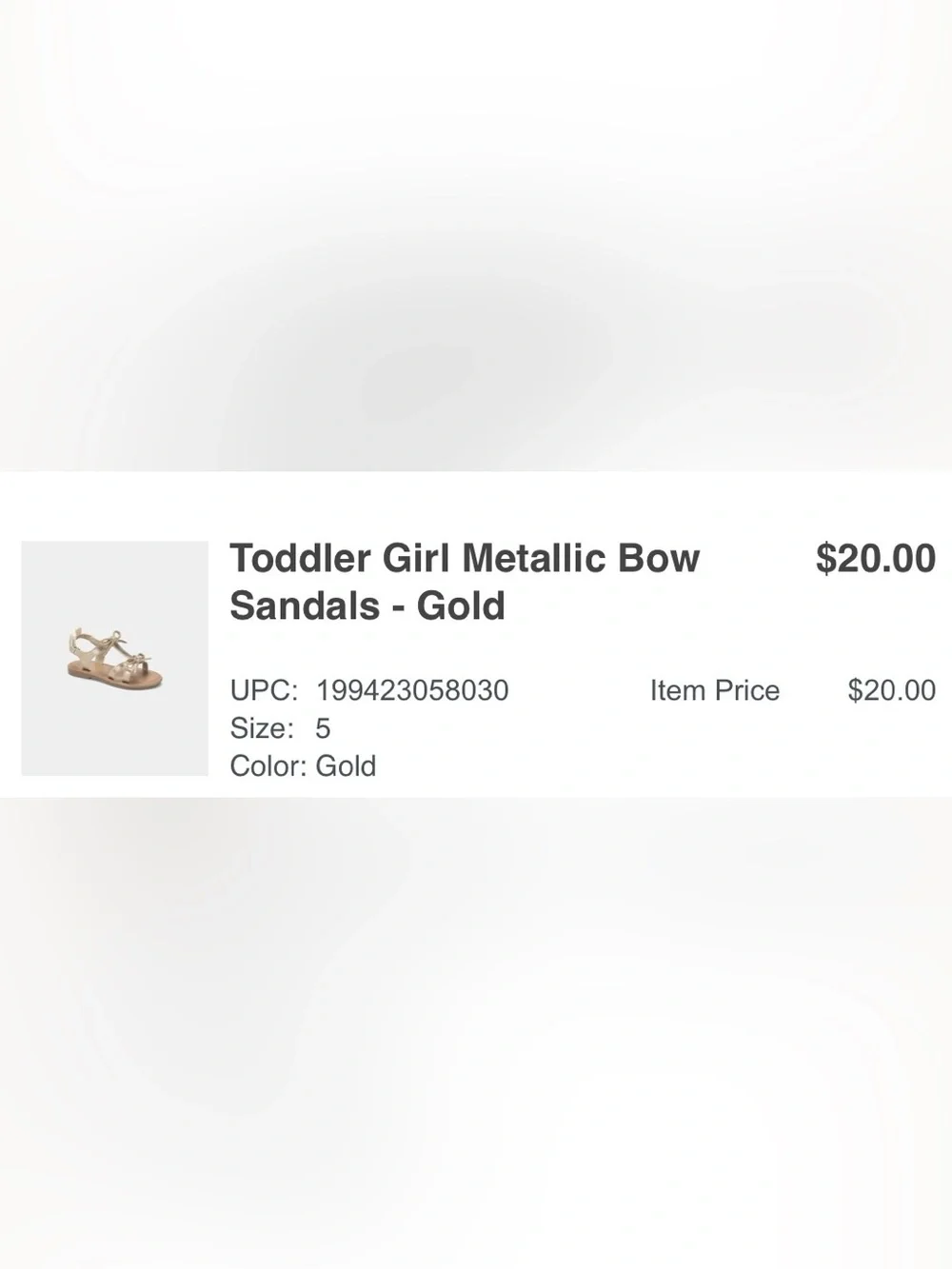Carter’s Toddler Girl Size 5 Metallic Bow Sandals